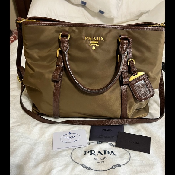 G - Prada Brown Tessuto Nylon Calf Bag - Picture 1 of 12